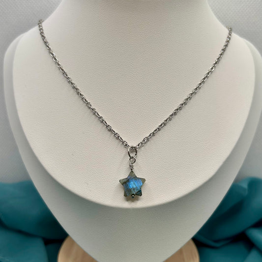 Labradorite Faceted Star Crystal Necklaces